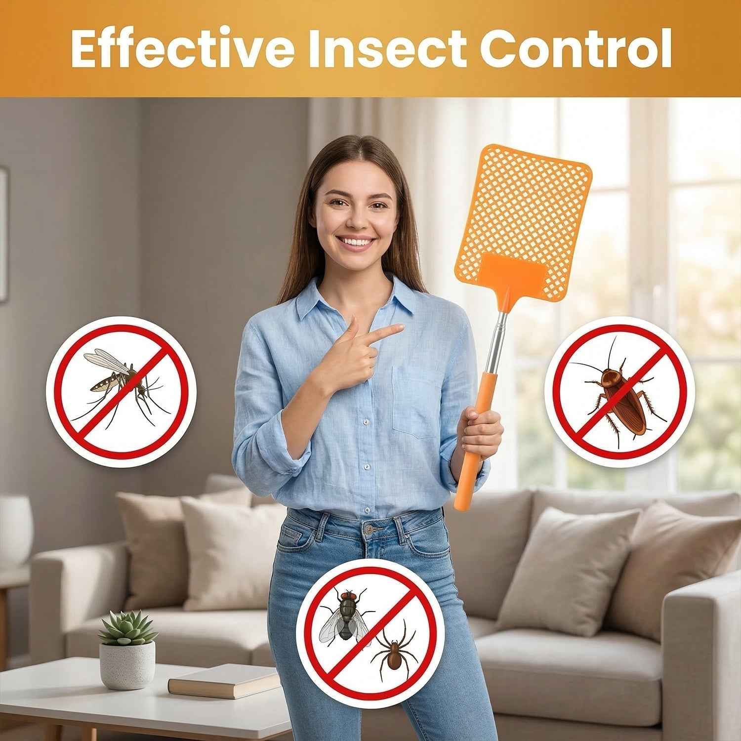 Plastic Fly Swatter – Long Reach Insect Control Tool for Home & Outdoors