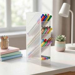 Desk Organizer Ð 4 Compartments in Clear Plastic for Office Supplies