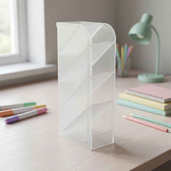 Desk Organizer Ð 4 Compartments in Clear Plastic for Office Supplies