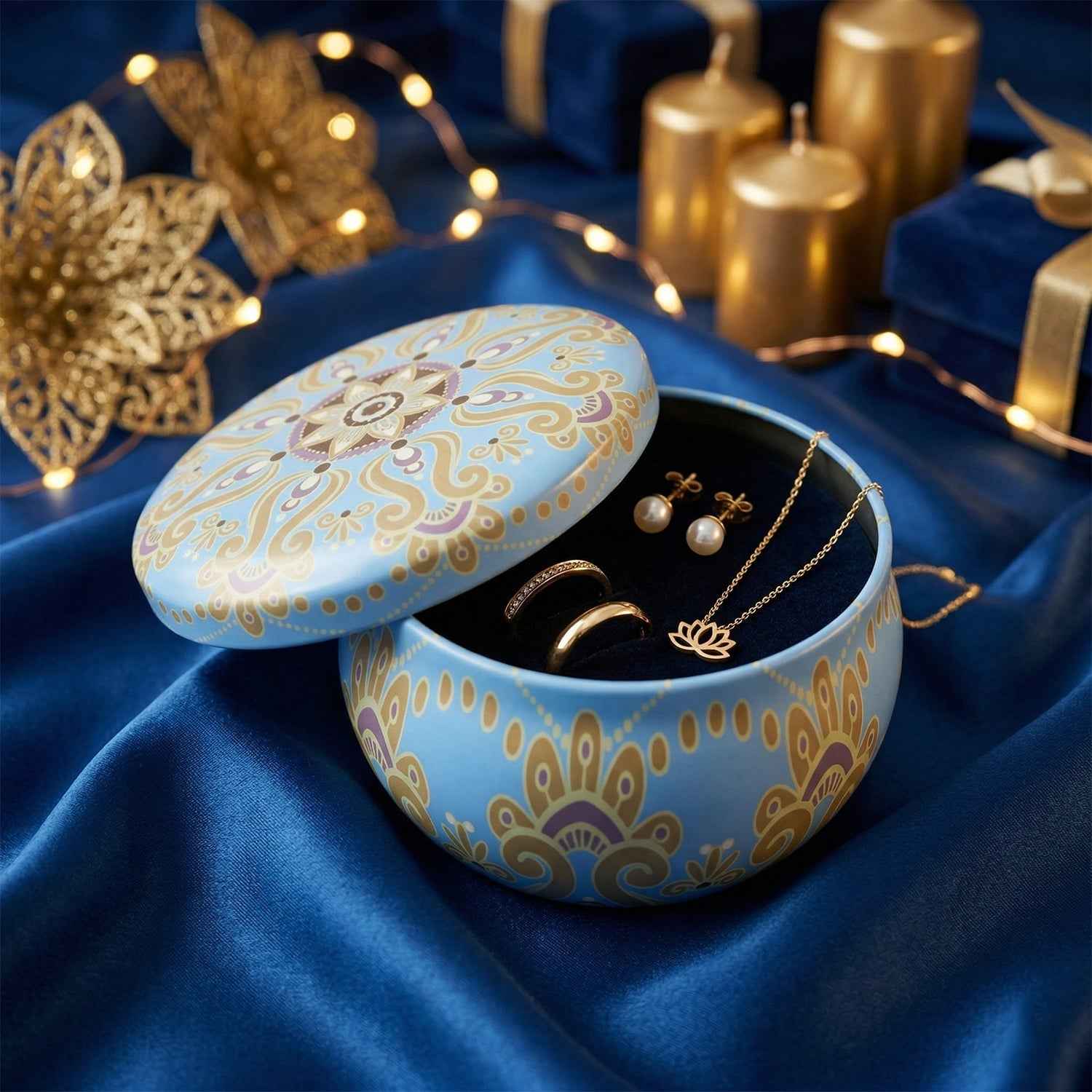 Mandala Metal Candle Container – Reusable & Vibrant Decor