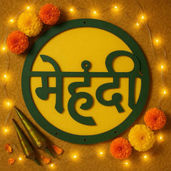 Mehndi Ceremony Wall Hanging – Lightweight Round Decorative Sign