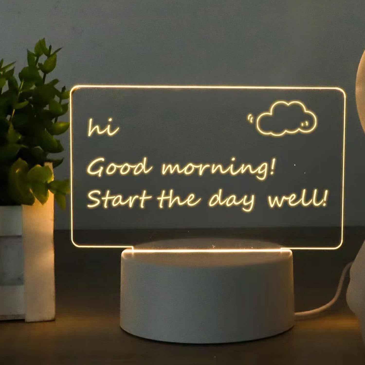 LED Acrylic Writing Message Board – Reusable Night Lamp with Marker