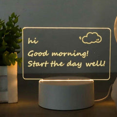 LED Acrylic Writing Message Board – Reusable Night Lamp with Marker