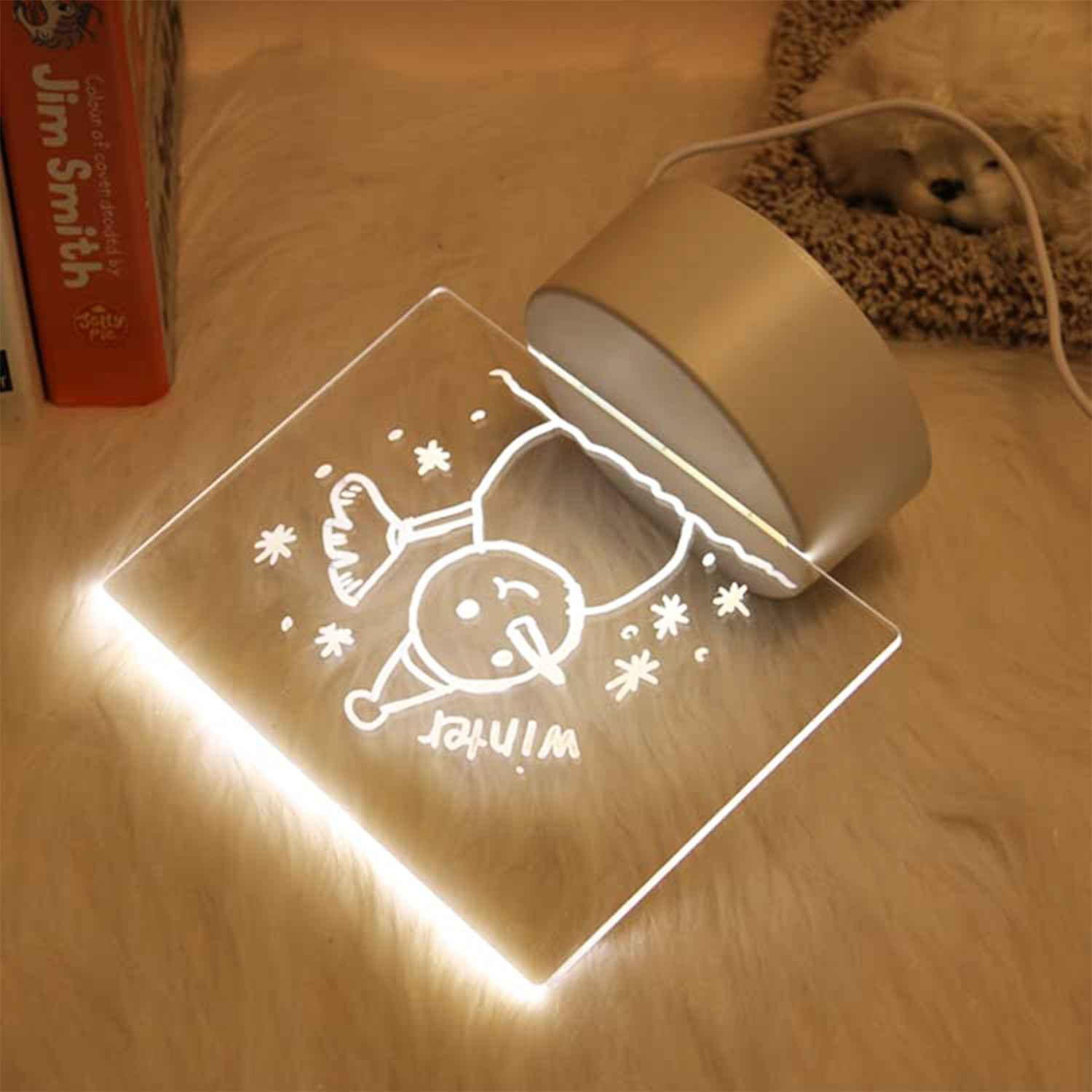 LED Acrylic Writing Message Board – Reusable Night Lamp with Marker