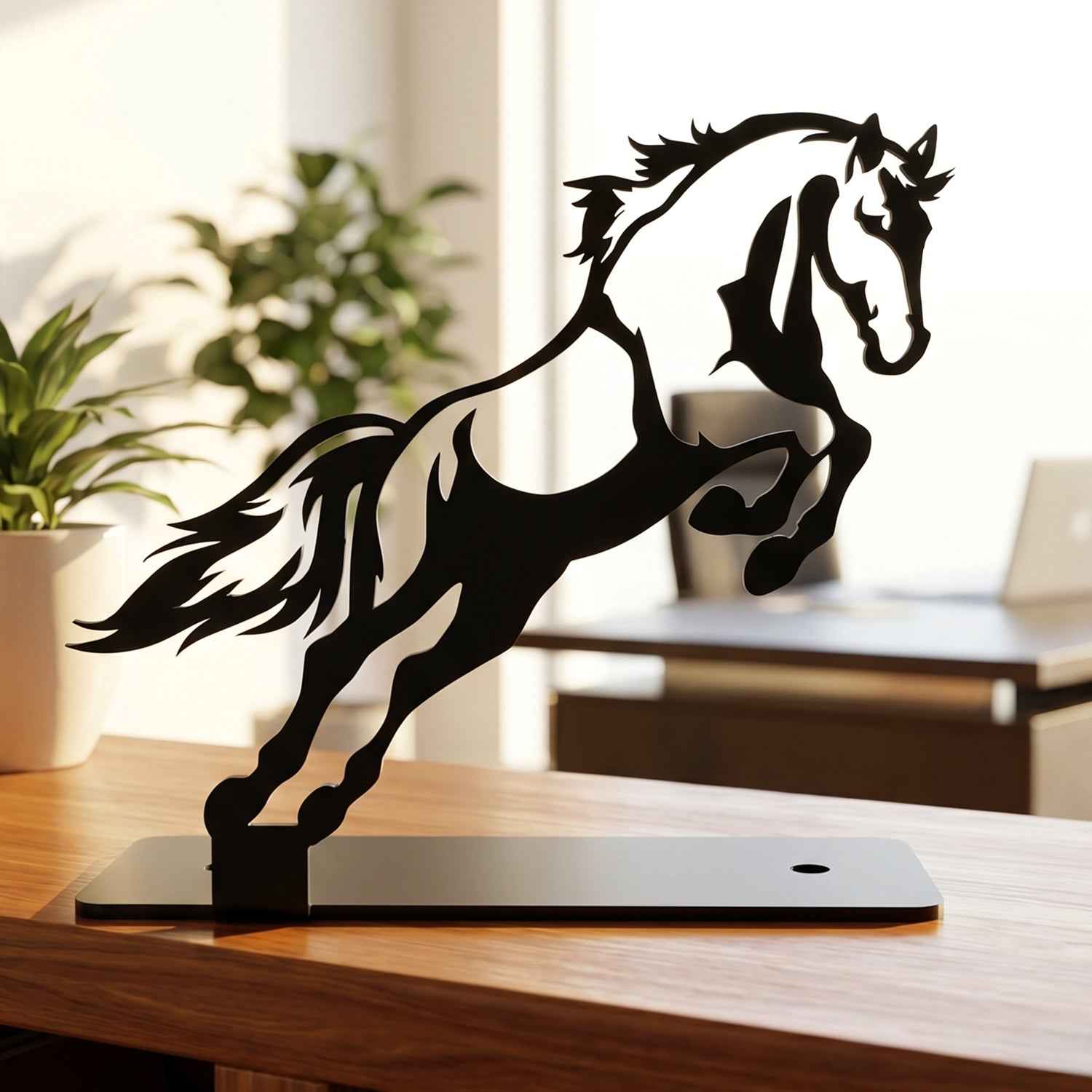Metal Horse Sculpture Ð Modern Desk Decor for Sophistication