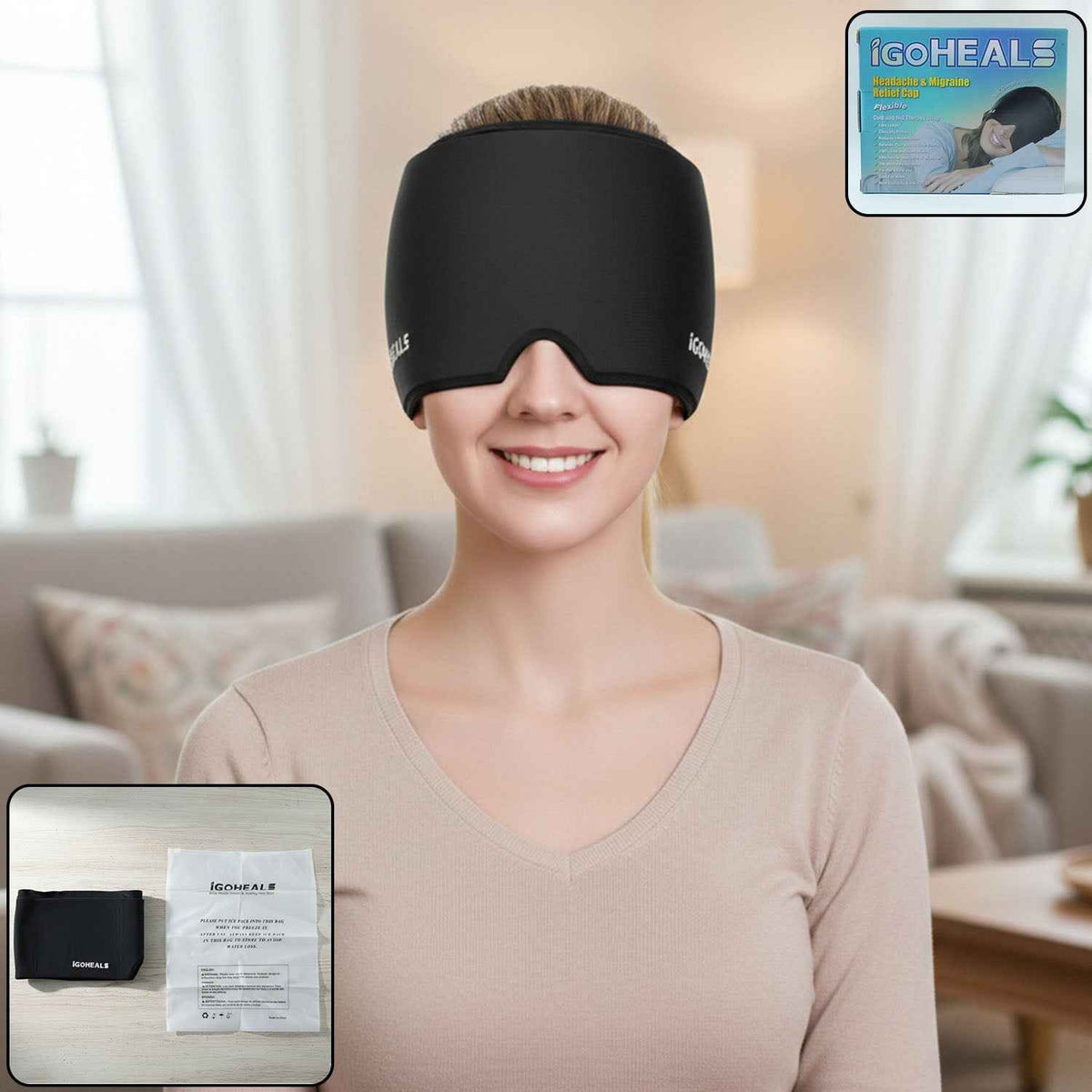 Hot & Cold Therapy Headache Relief Cap – Full Coverage Comfort