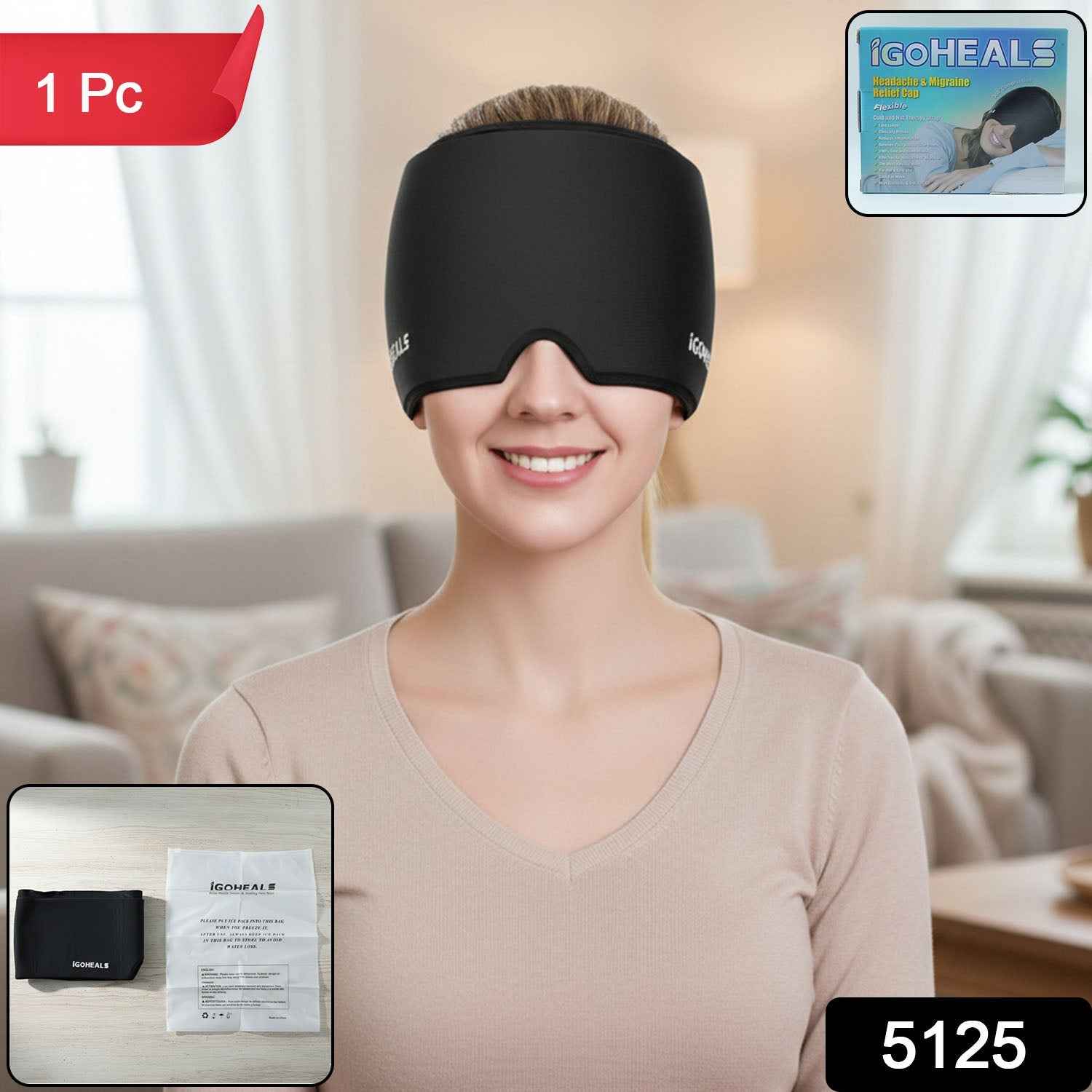 Hot & Cold Therapy Headache Relief Cap – Full Coverage Comfort