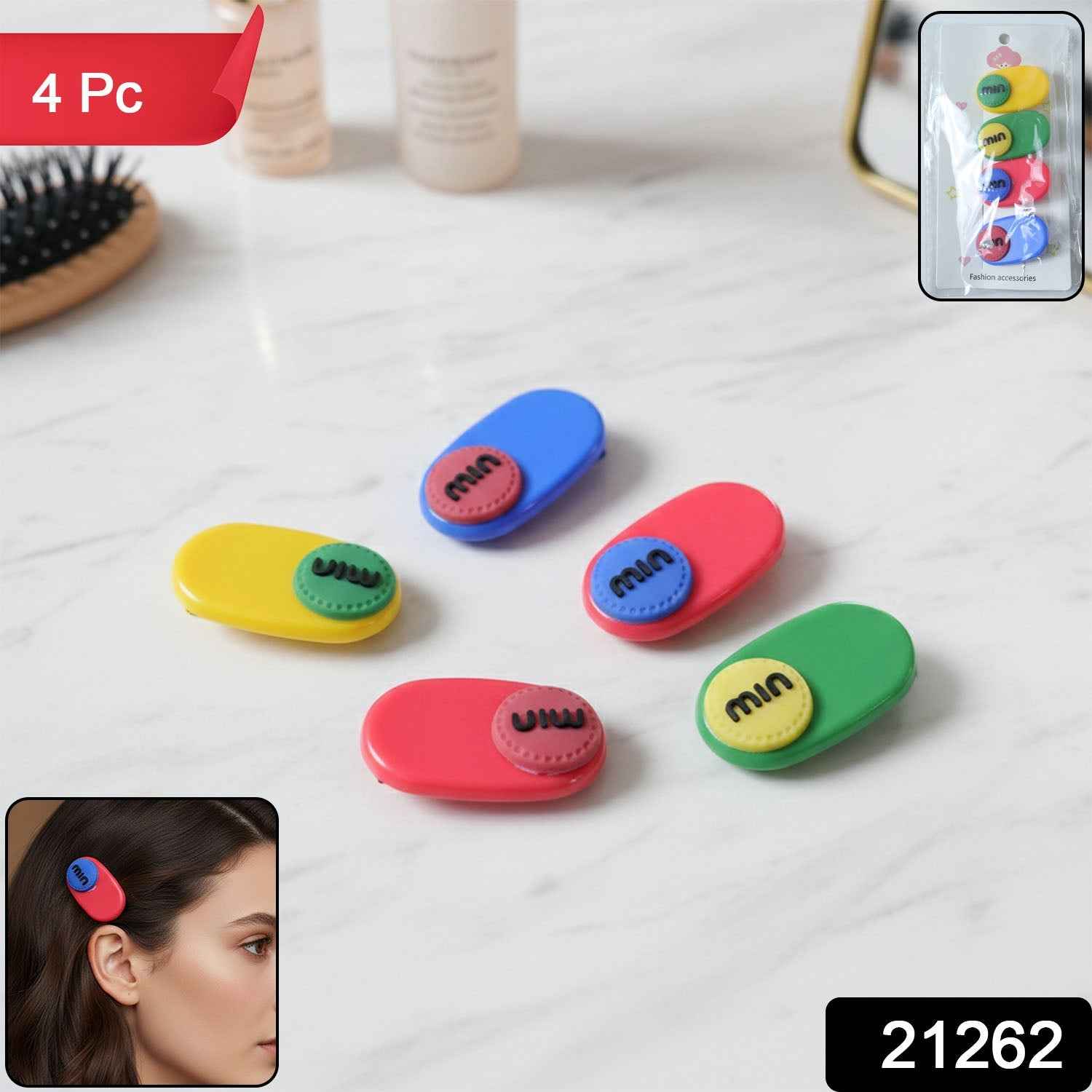Decorative Hair Clip Set – 4-Piece Text Accent Styling