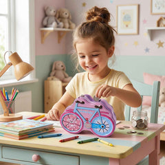 Bicycle Shape Piggy Bank Ð Colourful KidsÕ Saving Toy with Lock