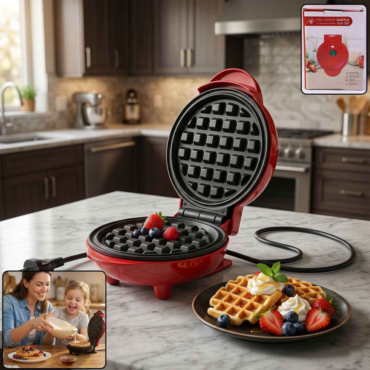 Mini Waffle Maker – Non-Stick, Compact & Easy to Use | Chef's Embrace