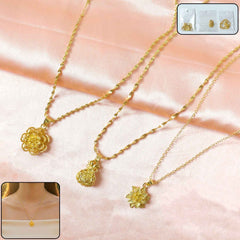 Gold Finish Floral Pendant Necklace – Elegant Traditional Design