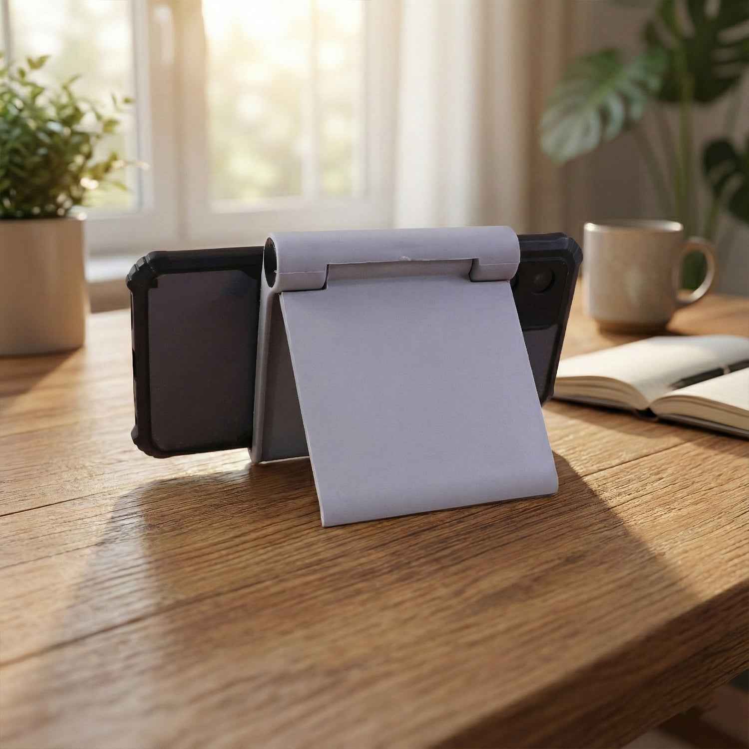 Mobile Stand – Foldable Plastic Desktop Holder for Hands-Free Use