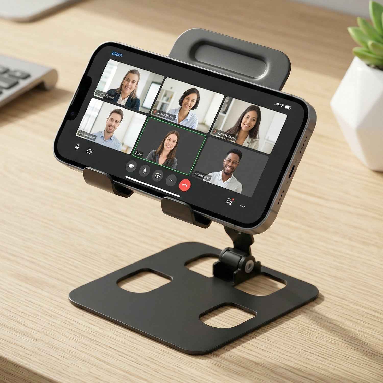 Adjustable Metal Mobile Stand – Foldable & Stable Desk Holder