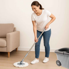 Spin Mop Cleaning Set – Dual Chamber Bucket & Wheels