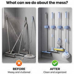 Self-Adhesive Broom Mop Holder – No-Drill Wall Organizer
