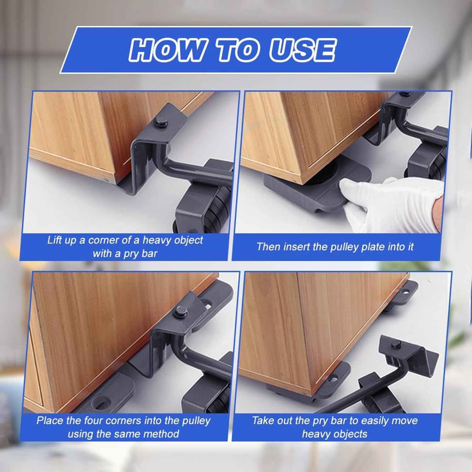 Furniture Lifter Tool Set – Heavy Duty 5 Pc Moving Kit for Easy Relocation