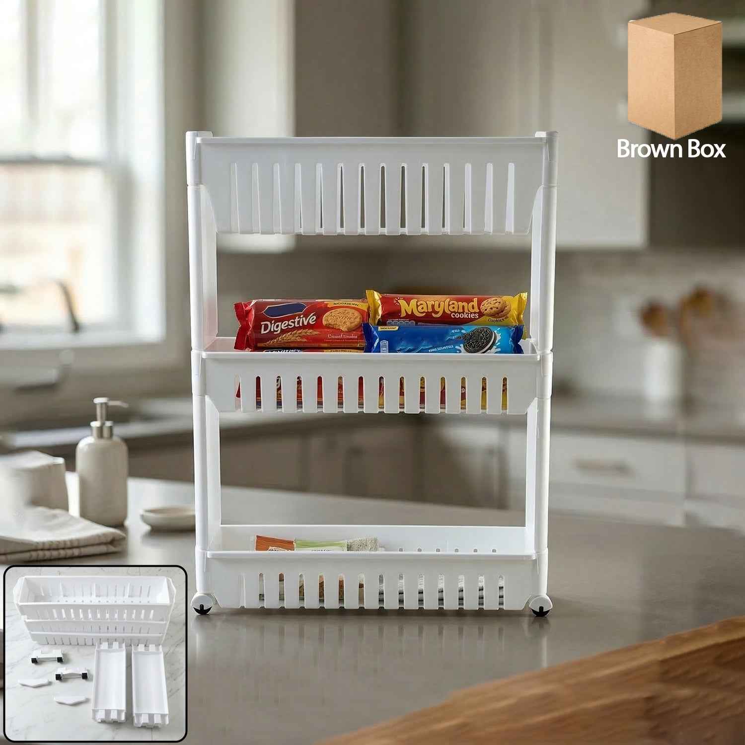 Kitchen Storage Rack – Durable 3-Layer Organizer for Countertops