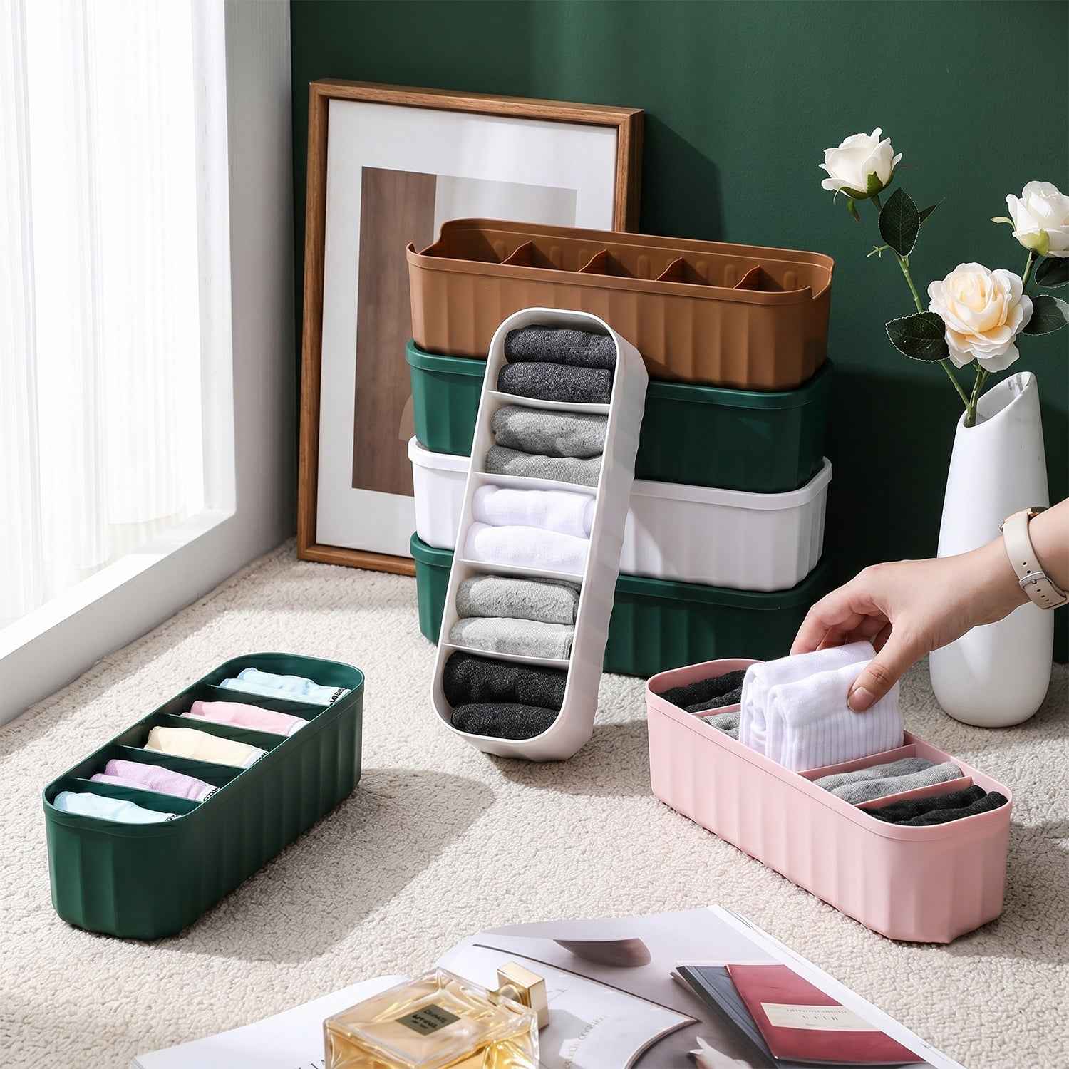 Plastic Drawer Organizer Tray Ð Keeps Socks & Underwear Neat