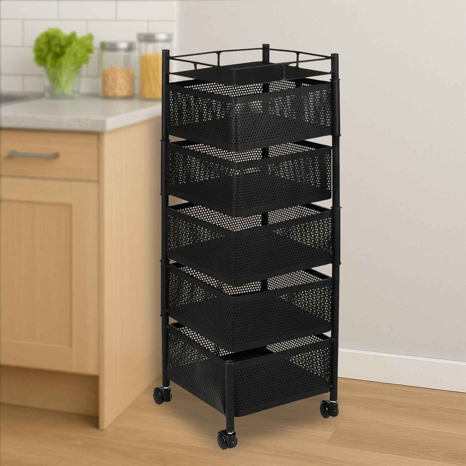5 Layer Kitchen Storage Trolley – Multipurpose Organizer with Wheels