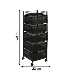Rolling Kitchen Storage Cart with sturdy metal frame and mesh baskets