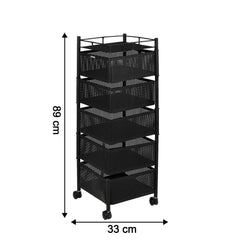 5 Layer Kitchen Storage Trolley – Multipurpose Organizer with Wheels