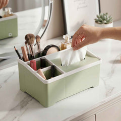 Multipurpose Plastic Organizer Box Ð Neat Storage with Tissue Holder