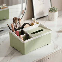 Multipurpose Plastic Organizer Box Ð Neat Storage with Tissue Holder