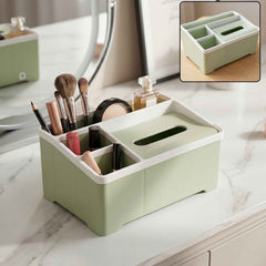 Multipurpose Plastic Organizer Box Ð Neat Storage with Tissue Holder