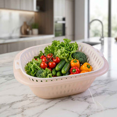 2 in 1 Plastic Double Drain Basket Ð Multi-Purpose Kitchen Tool