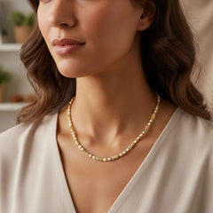 Gold Tone Designer Chain Necklace – Elegant Stone Detail