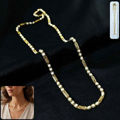 Gold Tone Designer Chain Necklace – Elegant Stone Detail