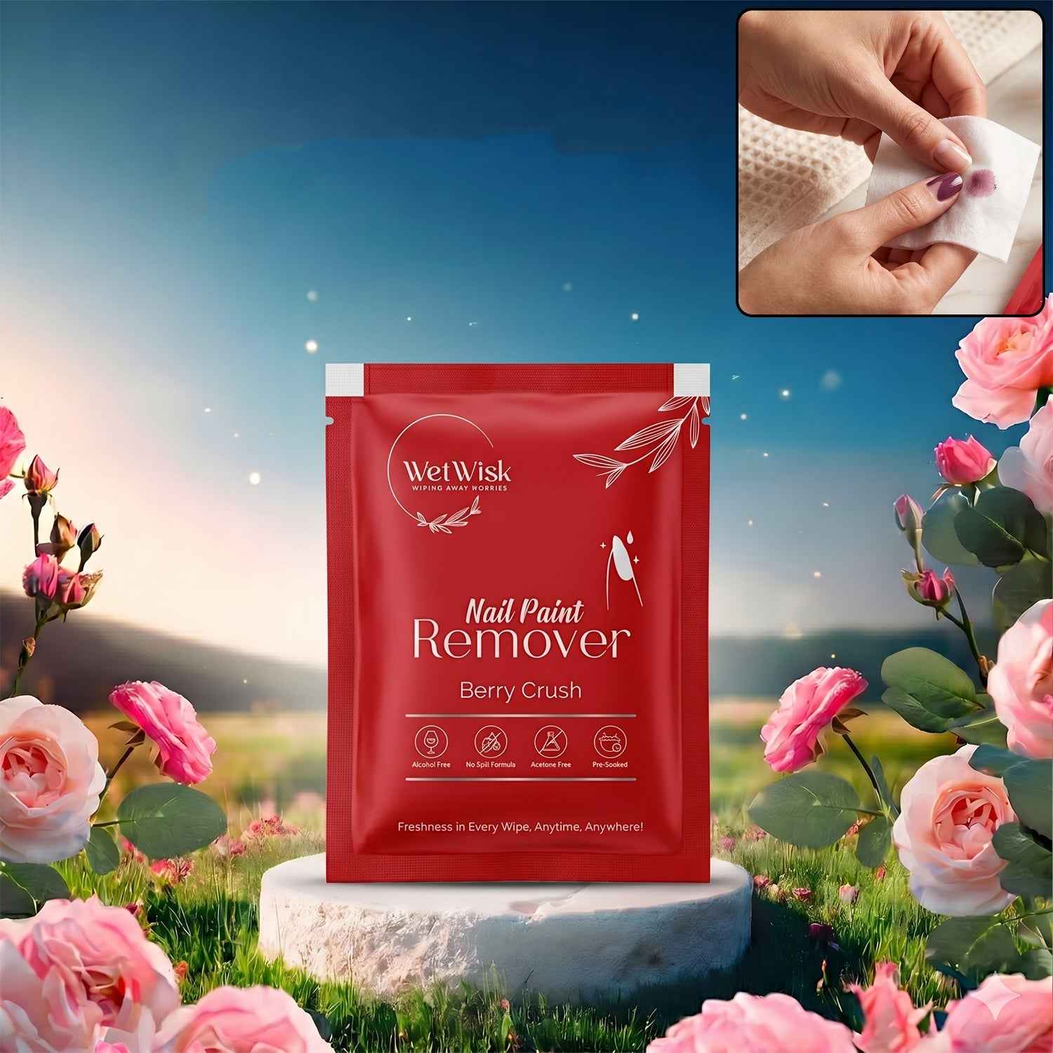 Wetwisk Nail Paint Remover Wet Wipes Ð Acetone-Free & Gentle