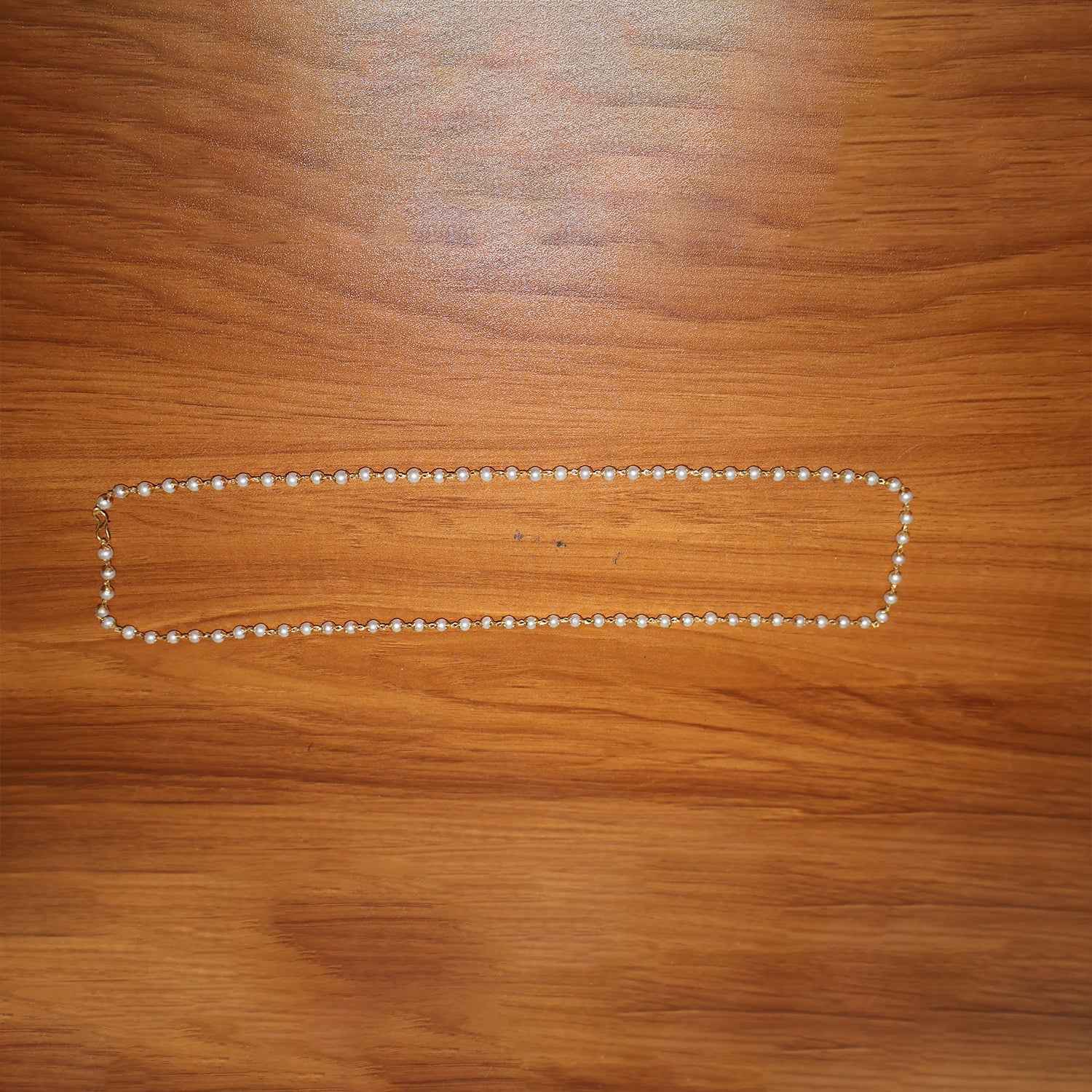 Pearl Beaded Long Necklace – Elegant Gold-Tone Chain Jewellery