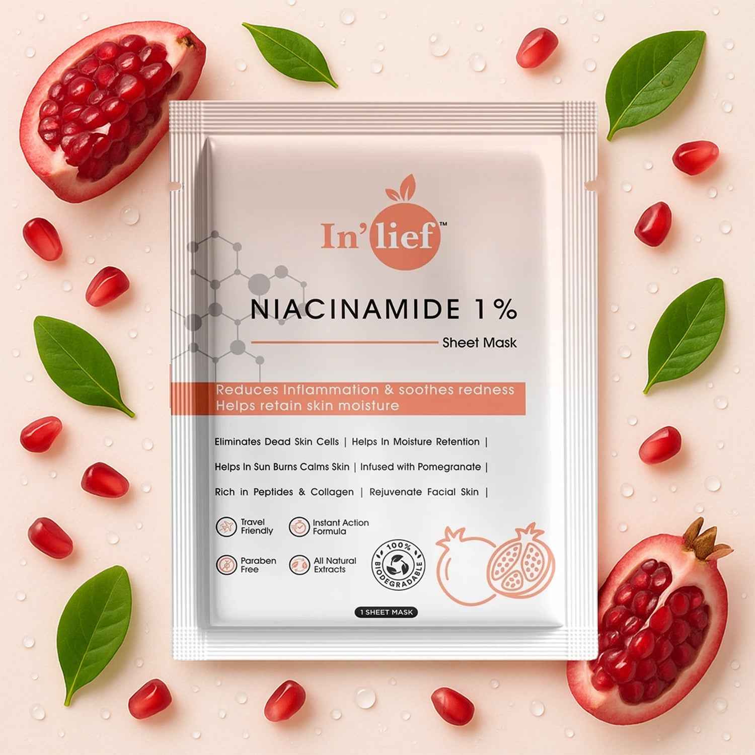 Niacinamide 1% Hydrating Facial Sheet Mask – Soothes & Calms Skin