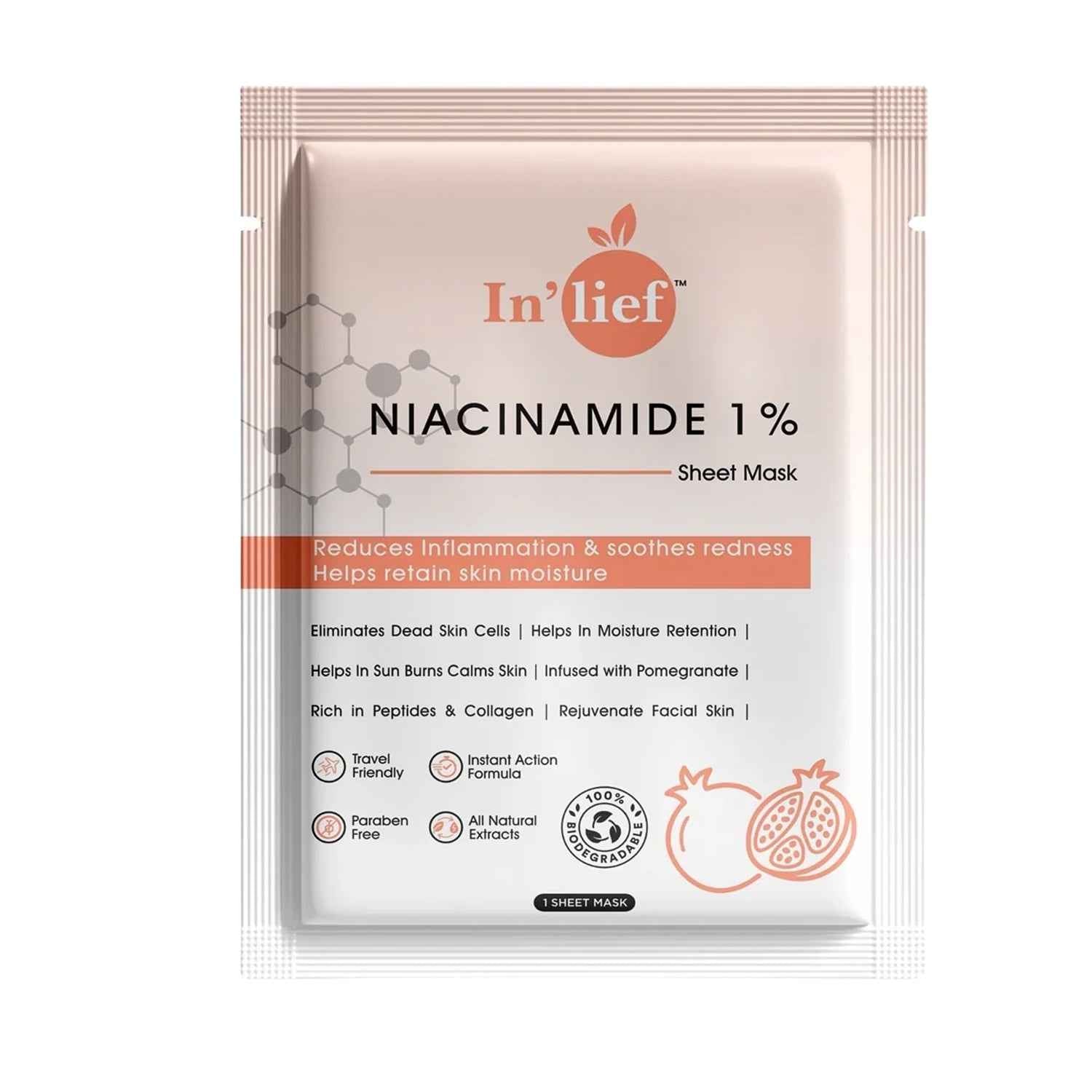 Niacinamide 1% Hydrating Facial Sheet Mask – Soothes & Calms Skin