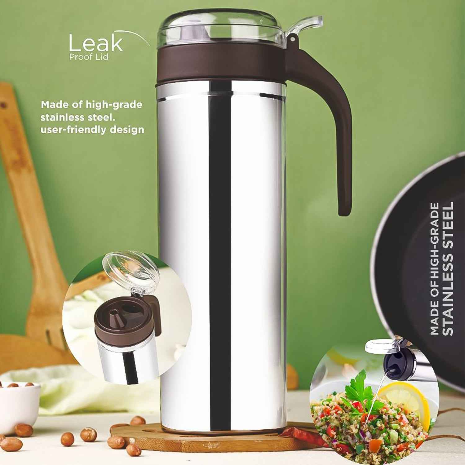 Stainless Steel Oil Pourer 750ml – Anti-Drip, Ergonomic Handle