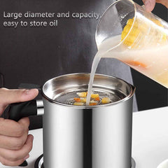 Oil Strainer Pot – Stainless Steel with Lid & Fine Mesh Filter