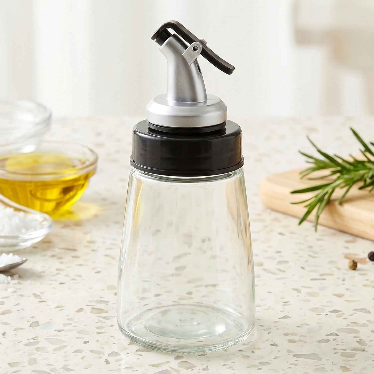 Glass Oil Dispenser Bottle – No-Drip Spout, 170 ml Capacity