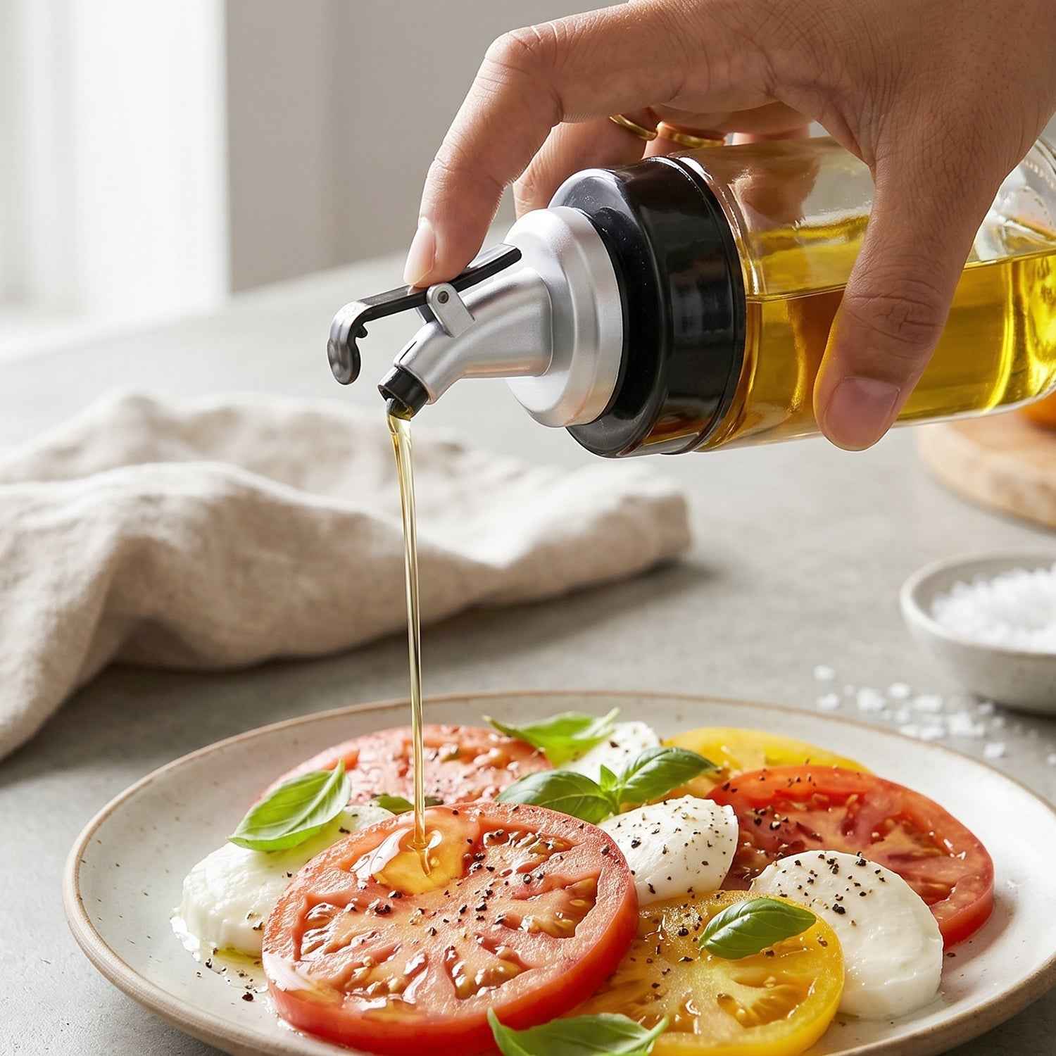 Glass Oil Dispenser Bottle – No-Drip Spout, 170 ml Capacity