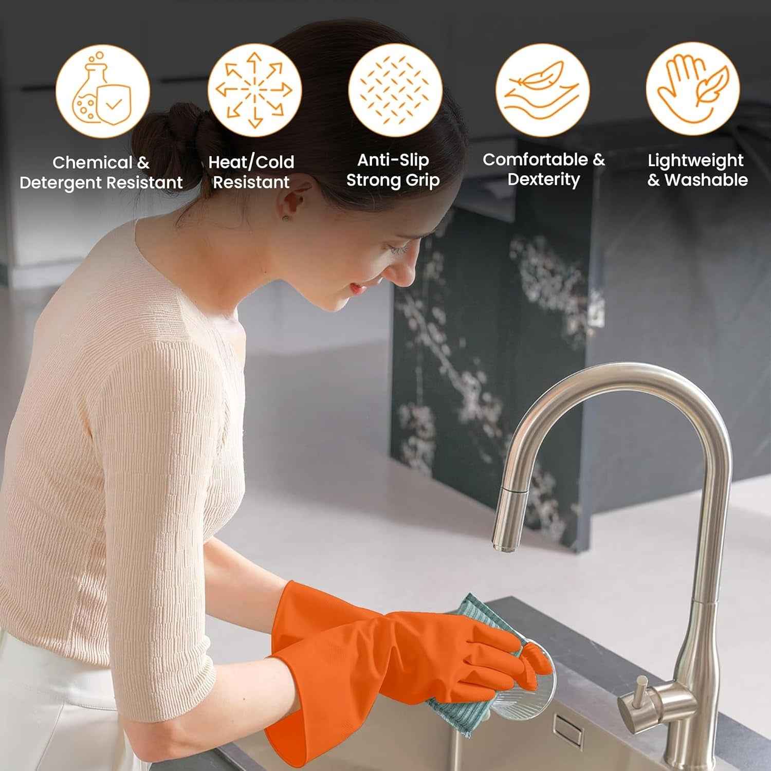 Reusable Rubber Cleaning Gloves Ð Waterproof & Durable for Kitchen
