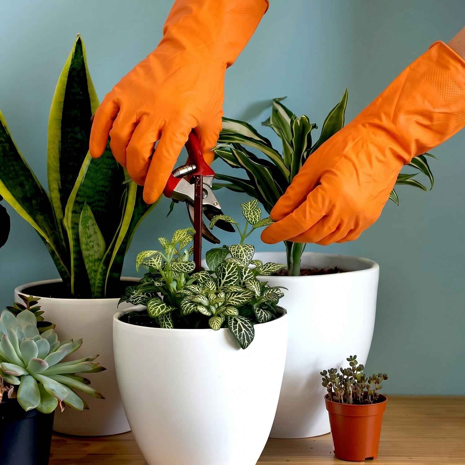 Large Orange Waterproof Rubber Gloves Ð Reusable Kitchen Protectors