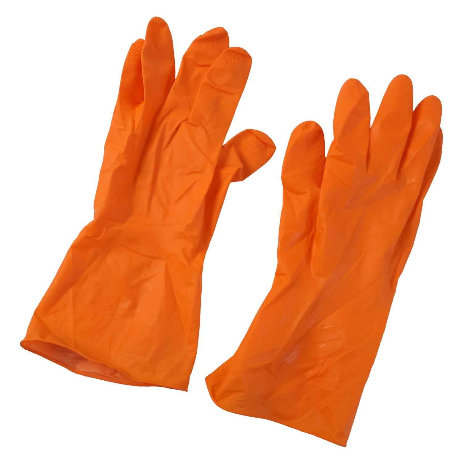 Large Orange Waterproof Rubber Gloves Ð Reusable Kitchen Protectors