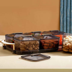 Multipurpose Transparent Spice Jar Set – 6-Piece with Tray & Lids