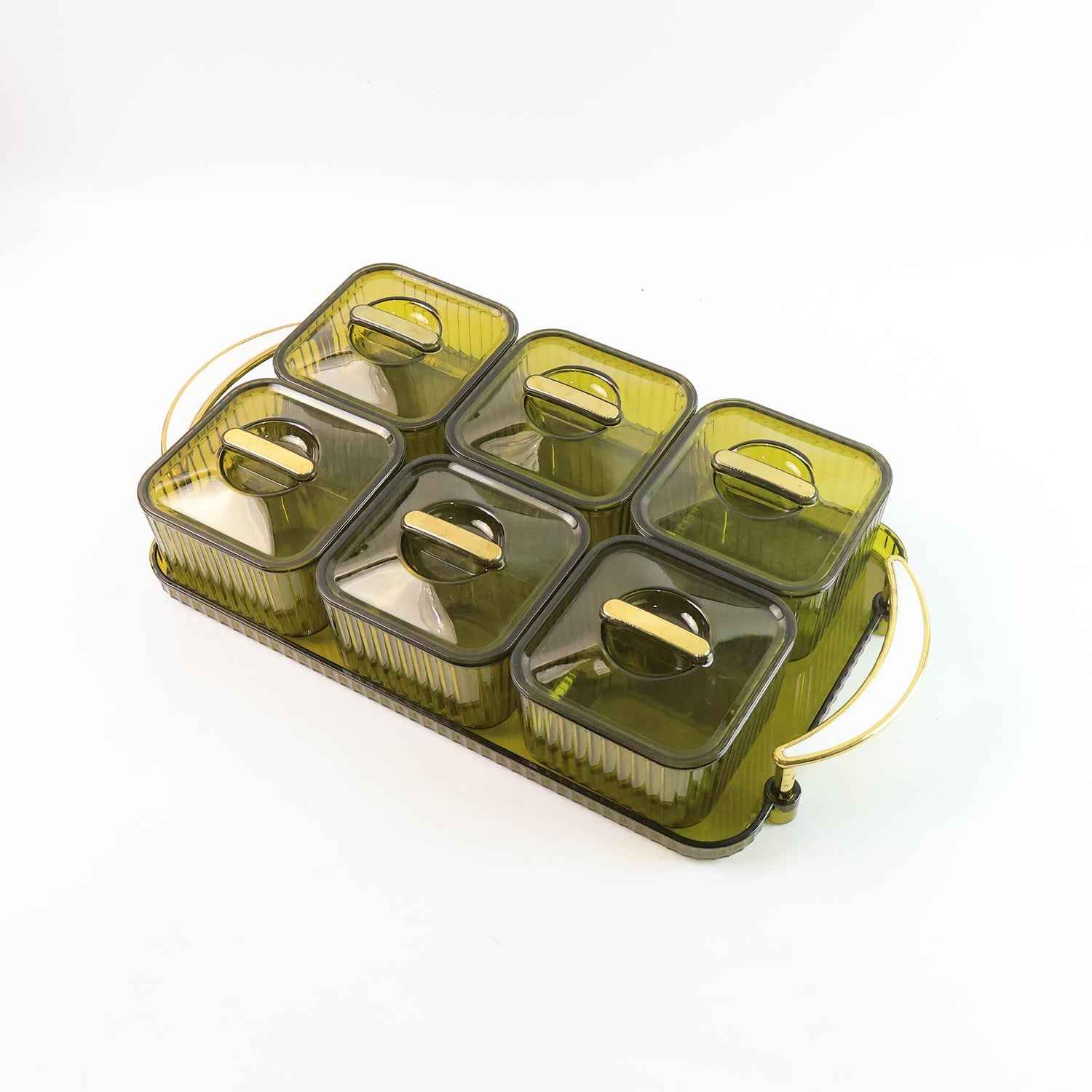 Multipurpose Transparent Spice Jar Set – 6-Piece with Tray & Lids