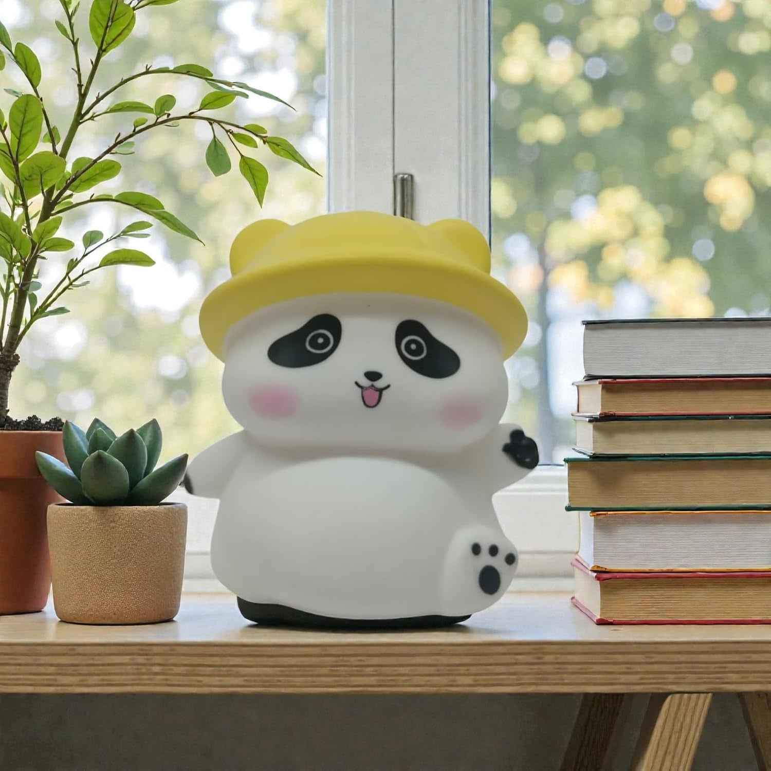 Panda with Hat LED Night Light, Cute Silicone Bedside Lamp for Kids (1 Pc)