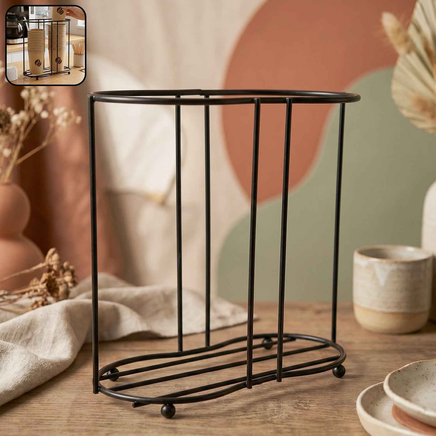 Metal Desktop Water Cup Holder Ð Space-Saving Organizer for Cups