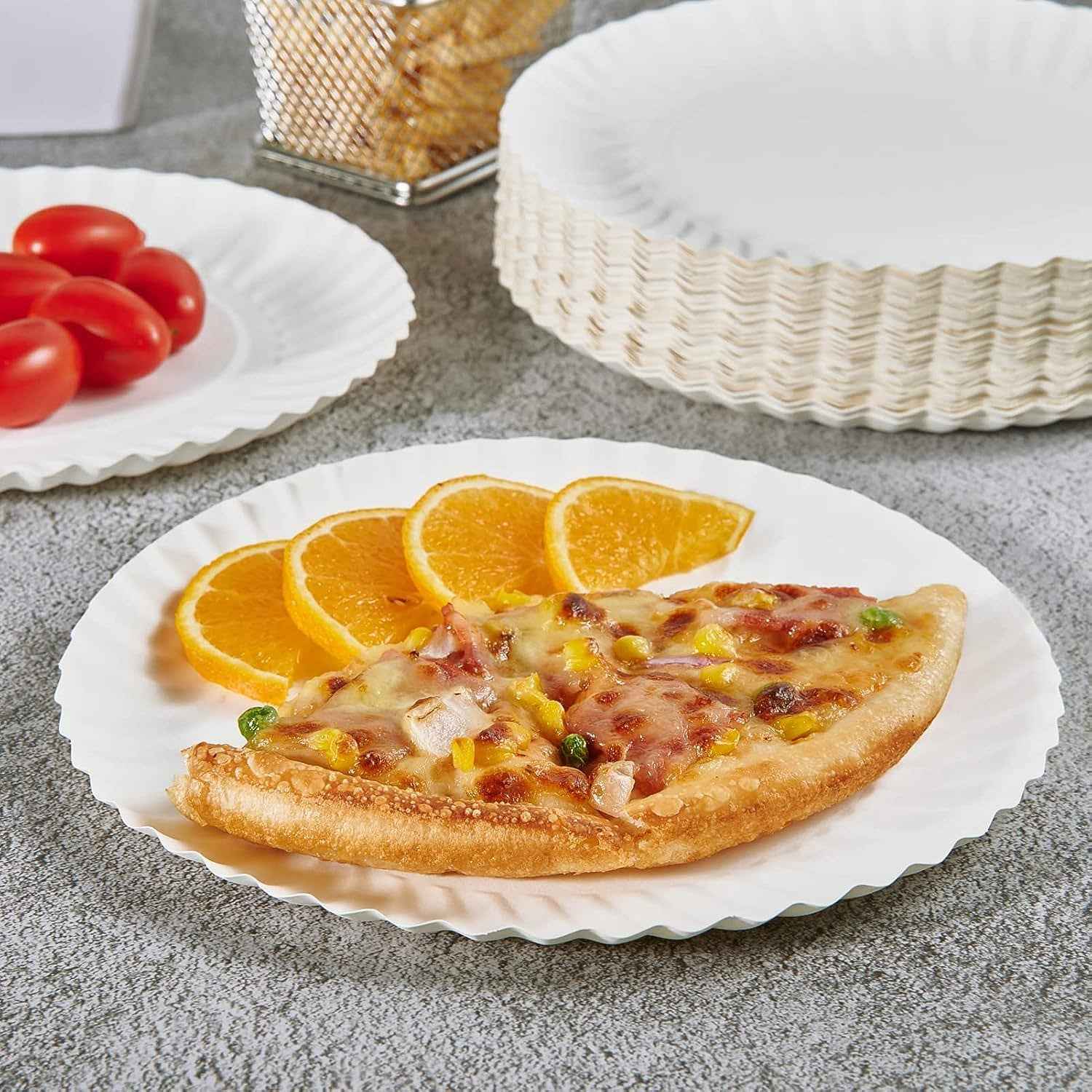 Compostable Paper Plates – 9 Inch, Leak-Resistant & Eco-Friendly