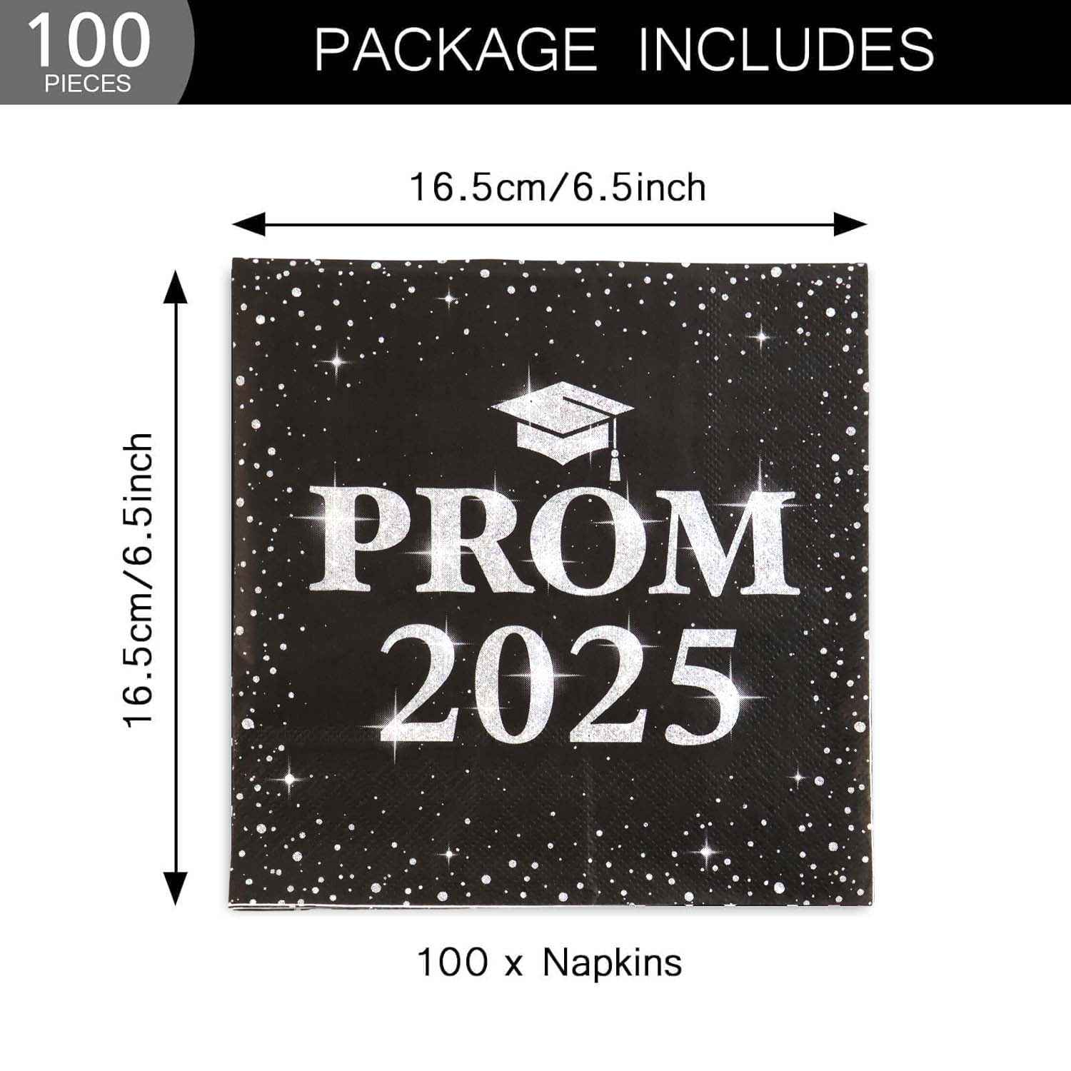 Prom 2025 Party Napkins – Durable 3-Ply Graduation Decor