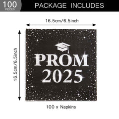 Prom 2025 Party Napkins – Durable 3-Ply Graduation Decor