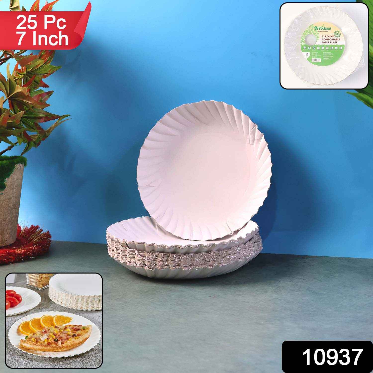 Compostable Paper Plates – 7 Inch Sturdy Eco-Friendly Pack of 25